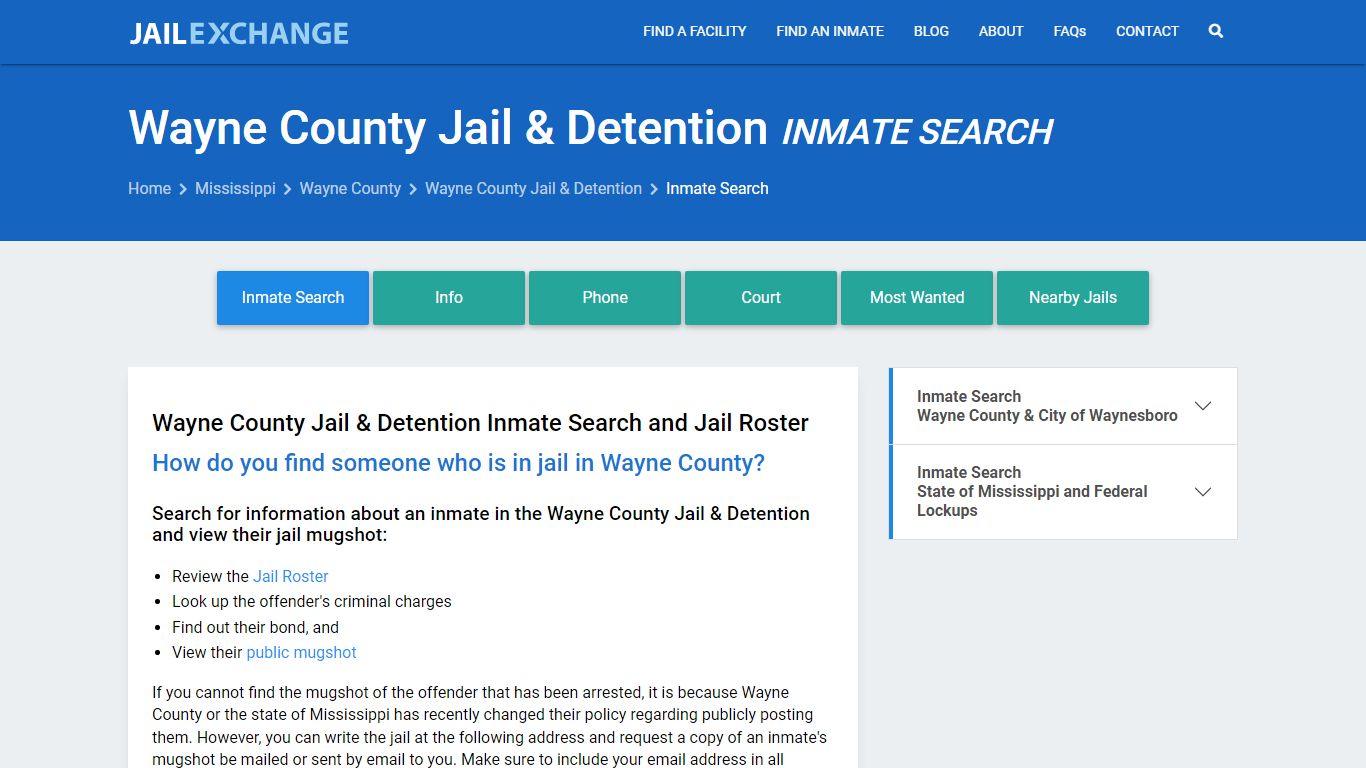 Inmate Search: Roster & Mugshots - Wayne County Jail & Detention, MS